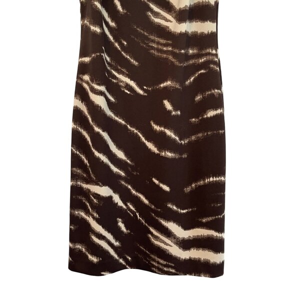 MICHAEL KORS Brown & Beige Animal Print Leather Strap Buckle Dress XXS - Picture 3 of 7